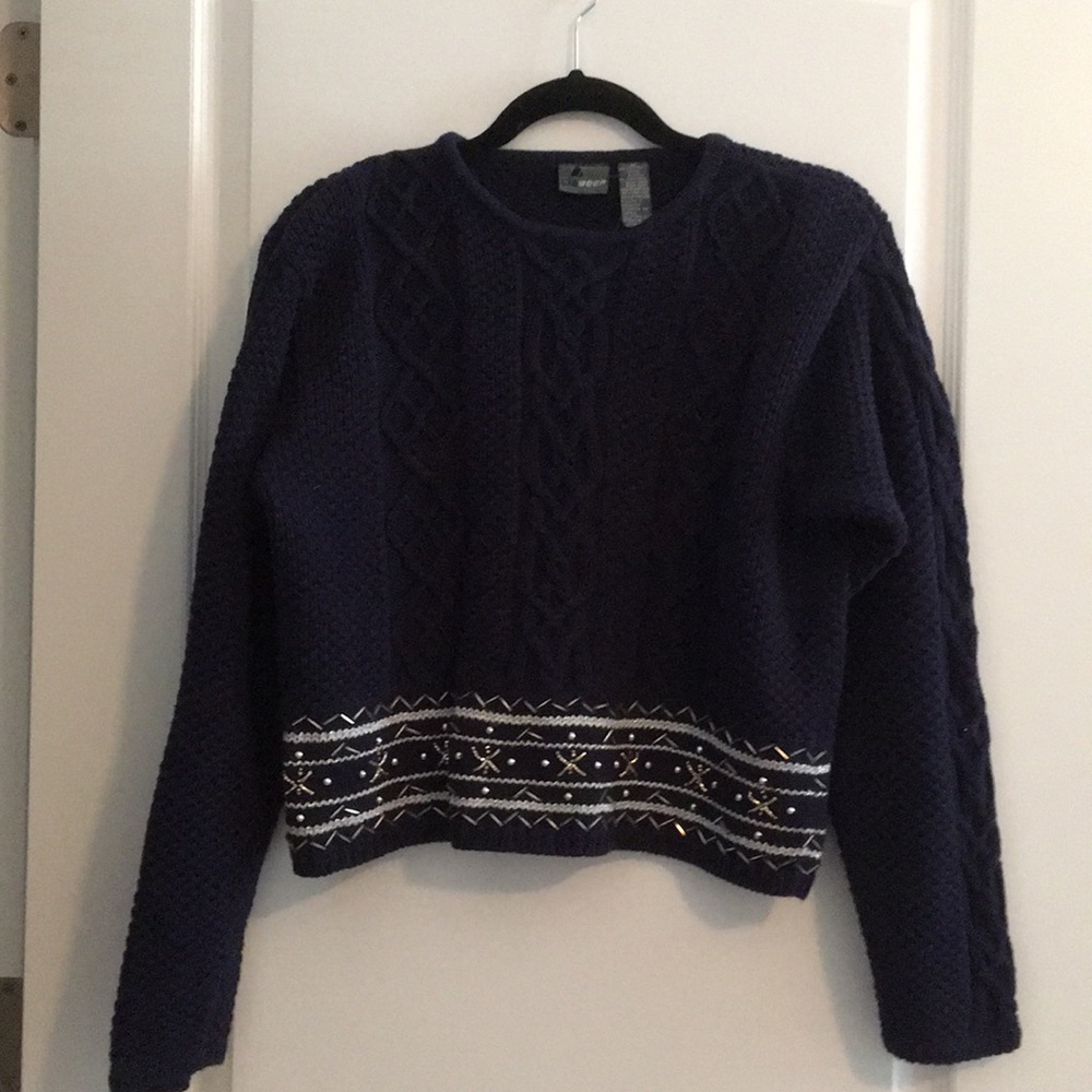 Vintage Liz Wear Be-Jeweled Cotton Sweater